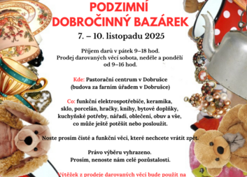 Podzimní dobročinný bazárek 2025