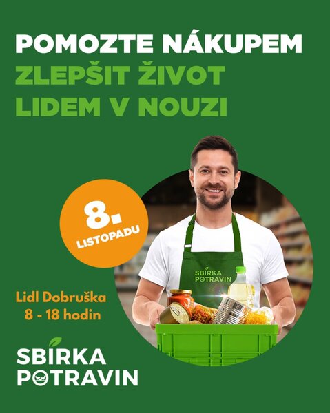 Letáček potravinová sbírka v Lidlu